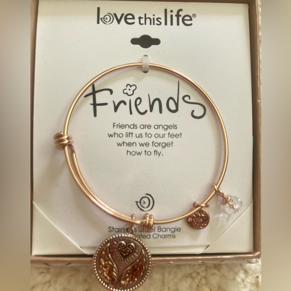 NWT Friends/Angels rose tone charm bangle - Picture 6 of 13